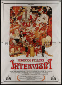 9b0529 INTERVISTA Italian 2p 1987 Federico Fellini, wonderful montage art by Milo Houston!