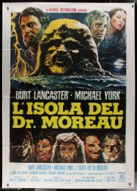 9b0531 ISLAND OF DR. MOREAU Italian 2p 1977 Michael York, mad scientist Burt Lancaster, Sciotti art!