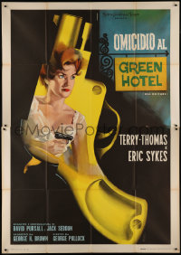 9b0534 KILL OR CURE Italian 2p 1963 different art of girl with gun in giant gun by Milana!