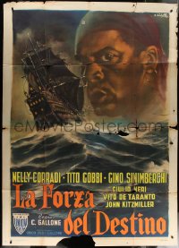 9b0540 LA FORZA DEL DESTINO Italian 2p 1950 Averardo Ciriello art of pirate by ship at sea, rare!