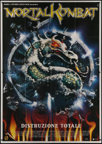 9b0577 MORTAL KOMBAT ANNIHILATION Italian 2p 1998 martial arts, cool exploding dragon logo, rare!