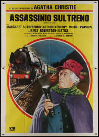 9b0578 MURDER SHE SAID Italian 2p R1978 art of Margaret Rutherford by train, Agatha Christie, rare!