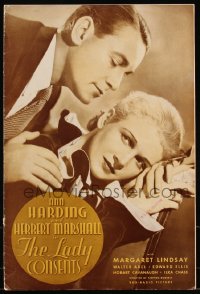 9b0213 LADY CONSENTS pressbook 1936 Ann Harding, Herbert Marshall, Margaret Lindsay, love triangle!