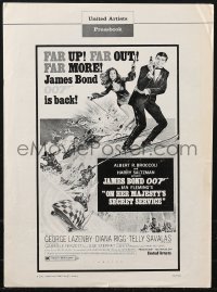 9b0220 ON HER MAJESTY'S SECRET SERVICE pressbook 1969 George Lazenby's only appearance as James Bond