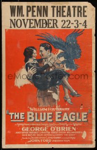 9b0256 BLUE EAGLE WC 1926 art of George O'Brien & Janet Gaynor, directed by John Ford, ultra rare!