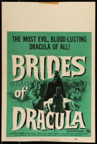 9b0258 BRIDES OF DRACULA WC 1960 Terence Fisher, Hammer, Peter Cushing as Van Helsing, cool art!