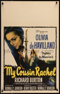 9b0345 MY COUSIN RACHEL WC 1953 art of Olivia de Havilland & Richard Burton, Daphne du Maurier!