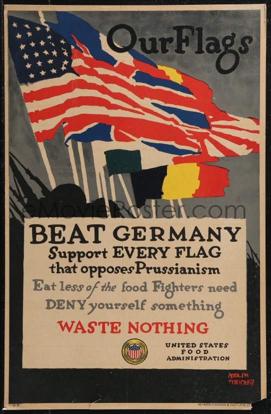 EMoviePoster.com: 9b0120 OUR FLAGS BEAT GERMANY 14x22 WWI War Poster ...