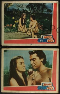 9c0280 ADAM & EVE 3 LCs 1958 images of naked man & woman in the Mexican Garden of Eden!