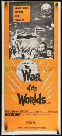 9d0417 WAR OF THE WORLDS Aust daybill R1970s H.G. Wells classic produced by George Pal!