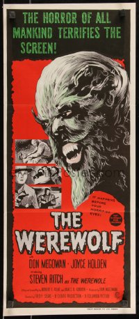 9d0418 WEREWOLF Aust daybill 1970s wolf-man horror art, it happens before your horrified eyes!