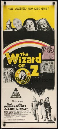 9d0420 WIZARD OF OZ Aust daybill R1970s Victor Fleming, great images of Judy Garland, all-time classic!