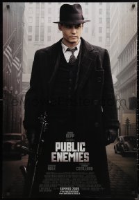 9f0290 PUBLIC ENEMIES advance DS Canadian 1sh 2009 cool image of Johnny Depp as John Dillinger!