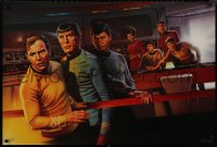 9f0148 STAR TREK CREW 27x40 commercial poster 1991 Robert Rodriguez art of classic cast on bridge!