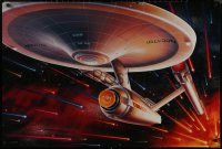 9f0149 STAR TREK CREW 27x40 commercial poster 1991 the Starship Enterprise traveling through space!