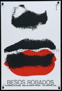 9f0608 STOLEN KISSES Cuban R1990s Francois Truffaut's Baisers Voles, silkscreen lips art by Azcuy!