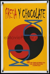 9f0609 STRAWBERRY & CHOCOLATE Cuban 1994 Spanish comedy, Jorge Perugorria, cool silkscreen art!