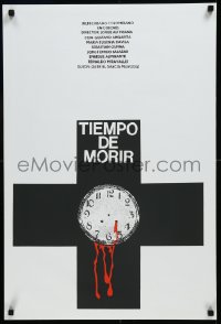 9f0612 TIEMPO DE MORIR Cuban 1985 Jorge Ali Triana, silkscreen art of bleeding clock!