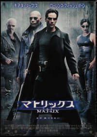 9f0364 MATRIX Japanese 29x41 1999 close-up of Keanu Reeves, Carrie-Anne Moss, Laurence Fishburne!