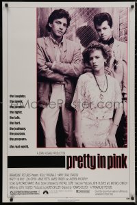 9f1033 PRETTY IN PINK 1sh 1986 great portrait of Molly Ringwald, Andrew McCarthy & Jon Cryer!