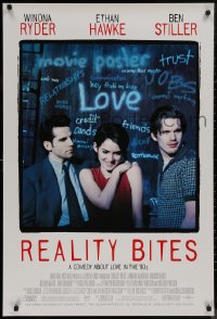 9f1047 REALITY BITES 1sh 1994 Winona Ryder, Ben Stiller, Ethan Hawke, comedy about love in the '90s!