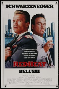 9f1048 RED HEAT 1sh 1988 great image of cops Arnold Schwarzenegger & James Belushi!