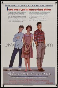 9f1102 SIXTEEN CANDLES 1sh 1984 Molly Ringwald, Anthony Michael Hall, directed by John Hughes!