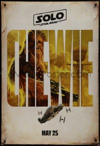 9f1107 SOLO teaser DS 1sh 2018 A Star Wars Story, Ron Howard, image of Chewbacca with weapon!