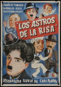 9f0422 LOS ASTROS DE LA RISA Spanish 1949 Charlie Chaplin, Larry Semon and comedy greats, different!