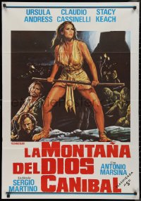 9f0432 SLAVE OF THE CANNIBAL GOD Spanish 1980 art of sexy Ursula Andress & giant snake!