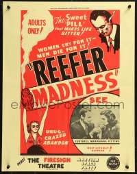 9f0229 REEFER MADNESS 17x22 special poster R1972 marijuana is the sweet pill that makes life bitter!