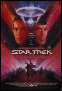 9f1125 STAR TREK V int'l 1sh 1989 The Final Frontier, art of Shatner & Leonard Nimoy by Bob Peak!