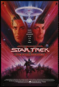 9f1124 STAR TREK V advance 1sh 1989 The Final Frontier, art of William Shatner & Nimoy by Bob Peak!