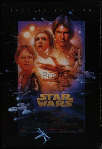 9f1132 STAR WARS style B advance 1sh R1997 George Lucas sci-fi classic, cool art montage by Struzan!