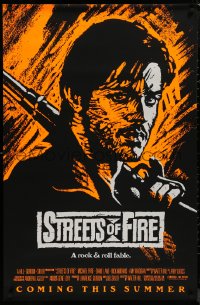 9f1142 STREETS OF FIRE advance 1sh 1984 Walter Hill, Riehm orange dayglo art, a rock & roll fable!