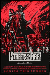 9f1145 STREETS OF FIRE advance 1sh 1984 Walter Hill, Riehm pink dayglo art, a rock & roll fable!