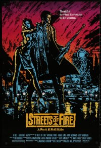 9f1143 STREETS OF FIRE 1sh 1984 Walter Hill, Michael Pare, Diane Lane, artwork by Riehm, no borders!