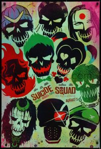 9f1149 SUICIDE SQUAD teaser DS 1sh 2016 Smith, Leto as the Joker, Robbie, Kinnaman, cool art!