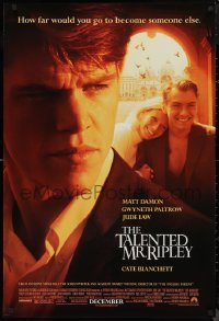 9f1152 TALENTED MR. RIPLEY advance DS 1sh 1999 Matt Damon, Jude Law, Gwyneth Paltrow, Cate Blanchett!