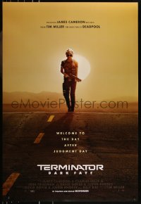 9f1157 TERMINATOR DARK FATE teaser DS 1sh 2019 Schwarzenegger, full-length Linda Hamilton w/shotgun!