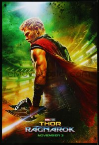 9f1160 THOR RAGNAROK teaser DS 1sh 2017 great image of Chris Hemsworth in the title role w/helmet!