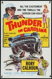 9f1162 THUNDER IN CAROLINA 1sh 1960 Rory Calhoun, artwork of the World Series of stock car racing!