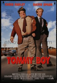 9f1167 TOMMY BOY int'l 1sh 1995 great full-length image of screwballs Chris Farley & David Spade!