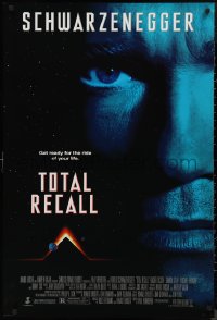 9f1169 TOTAL RECALL 1sh 1990 Paul Verhoeven directed, huge close-up of Arnold Schwarzenegger!