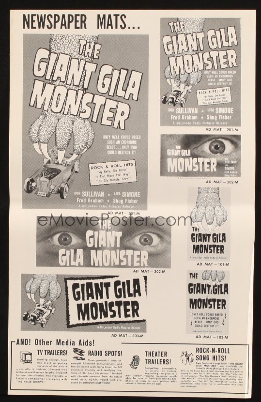 Emovieposter Com G Killer Shrews Giant Gila Monster Pressbook Great Monster Artwork