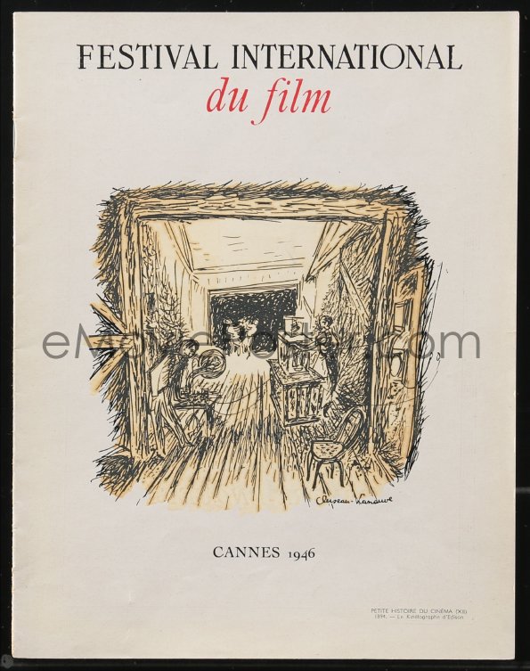 : 9g0039 CANNES FILM FESTIVAL 1946 French program October  1, 1946 Lanauve art, very first one, rare!