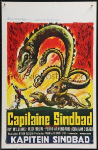 9h0496 CAPTAIN SINDBAD Belgian 1963 1001 deathless thrills, cool art of Williams fighting hydra!