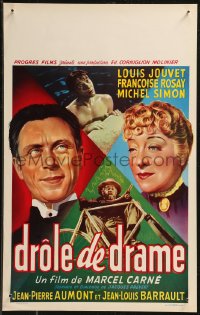 9h0512 DROLE DE DRAME Belgian R1950s Marcel Carne classic, different art of top stars!