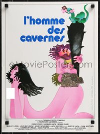 9h0661 CAVEMAN French 16x21 1981 wacky art of prehistoric Ringo Starr & sexy Barbara Bach!