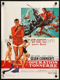 9h0807 THUNDERBALL French 16x21 R1980s art of Sean Connery as James Bond 007 by McGinnis & McCarthy!